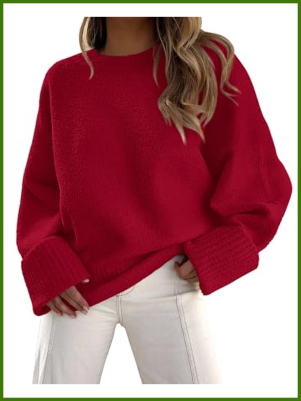 Womens Oversized Fuzzy Crewneck Pullover Sweater Long Sleeve Cozy Fall